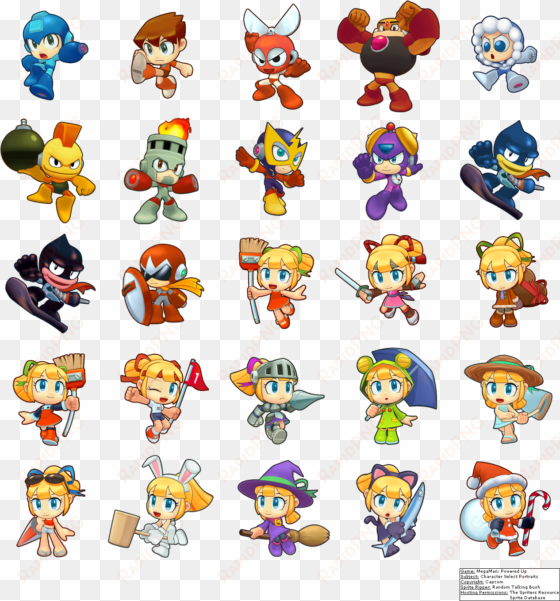 click for full sized image character select portraits - megaman powered up