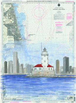 click here to learn how to commission a chart painting - noaa chicago lake front, gary harbor, 29 x 40, waterproof