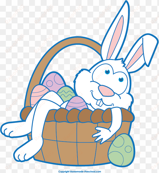 click to save image - easter bunny with basket clip art