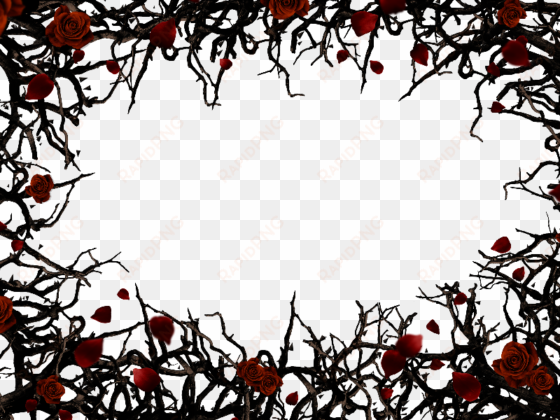 clip art black and white stock grunge vignette png - roses and thorns background