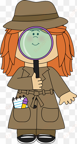 clip art free stock girl detective with magnifying - detective clipart magnifying glass