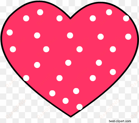 clip art image of pink heart with white polka dots - heart