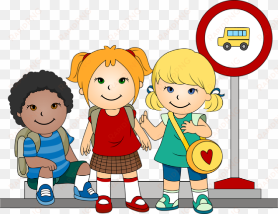 clip art of kids at a school - school bus stop clipart