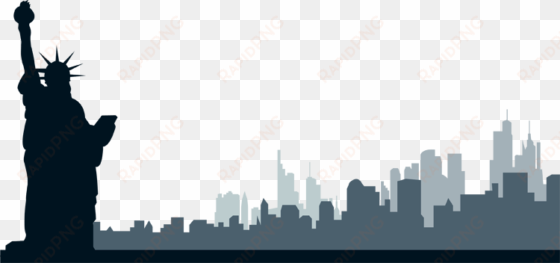 clip art of the new york city skyline with statue of - new york skyline silhouettes