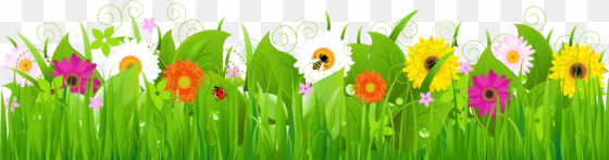 clip arts related to - grass with flower border