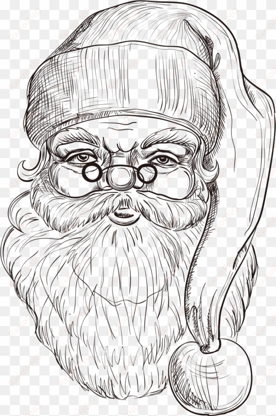 Clip Free Download Santa Claus Hand Painted Handpainted - Santa Claus Mask Drawing transparent png image