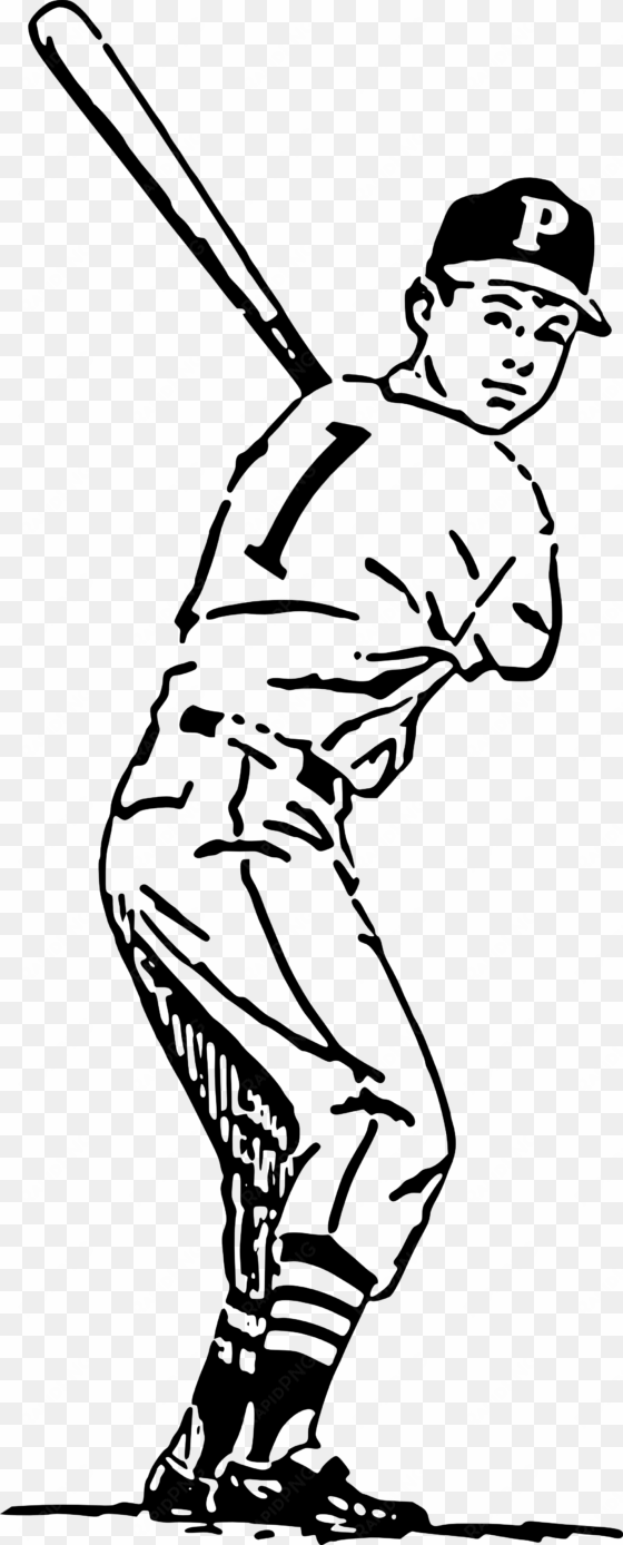 clip stock baseball player batter swinging home run - baseball sports black and white art