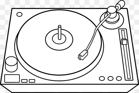 clipart black and white library collection of drawing - drawing of dj turntables