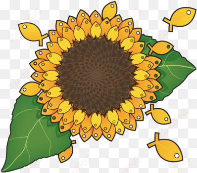 Clipart Black And White Stock Christian Fish Clipart - Sunflower And Fish transparent png image