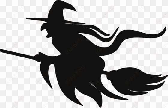 Clipart Broomstick Silhouette Big - Witch On Broomstick Clipart transparent png image