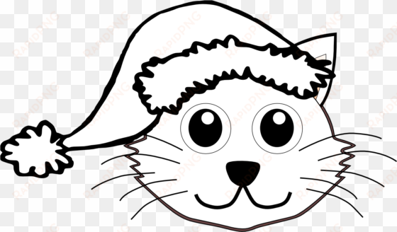 clipart face cat in hat png - christmas cat black and white