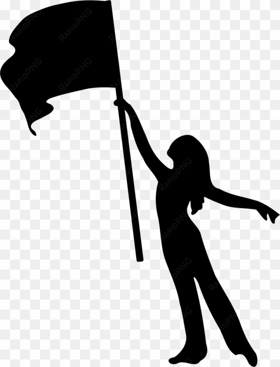 clipart flag girl silhouette big image png - color guard flag png