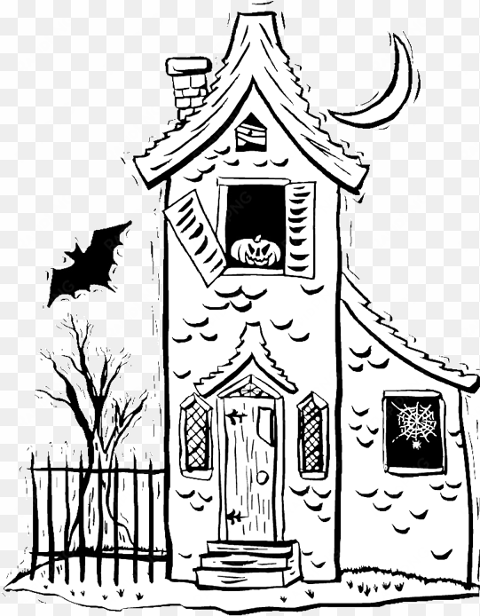 clipart houses watercolour - halloween haunted house drawing