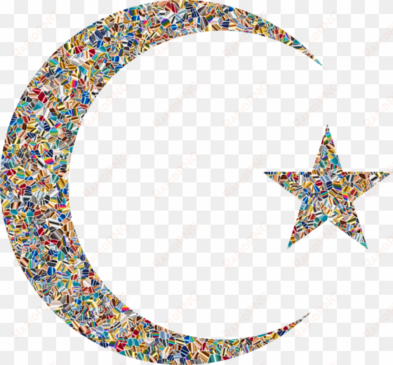 clipart psychedelic tiled crescent moon - eid moon and star