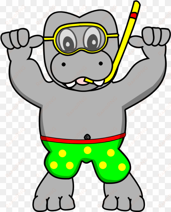 clipart - snorkelinghippo - hippo snorkeling