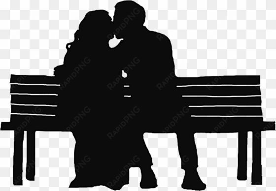 clipart transparent similiar sitting on bench cartoon - couple on bench silhouette