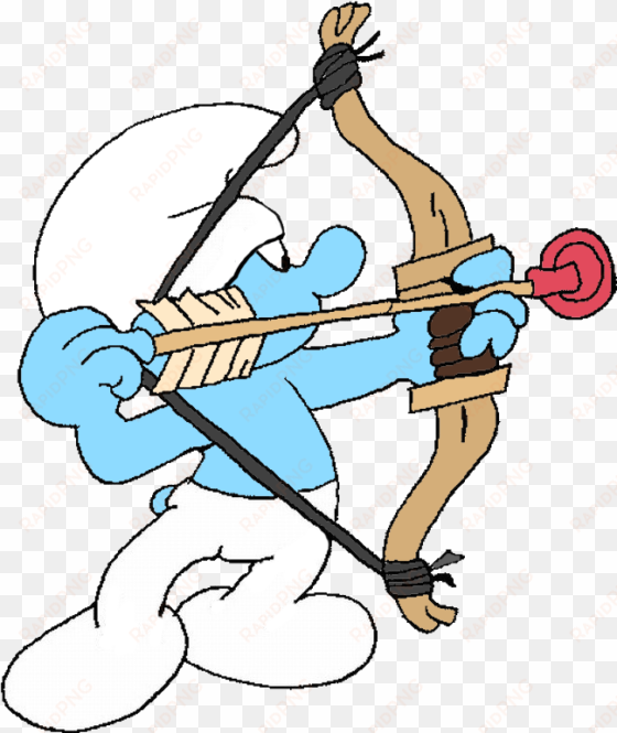 clumsy smurf doing archery - smurf bow arrow