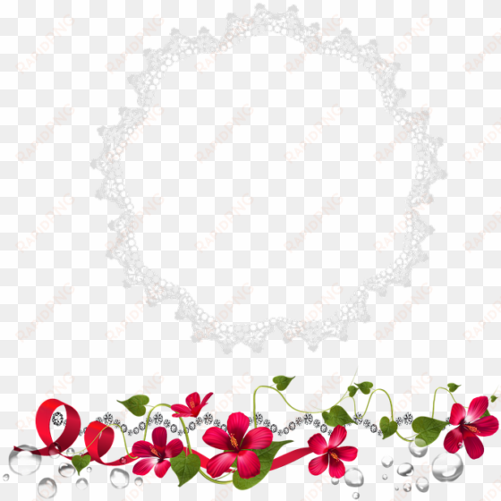 cluster, red, flower, frame, ivy, ribbon - party