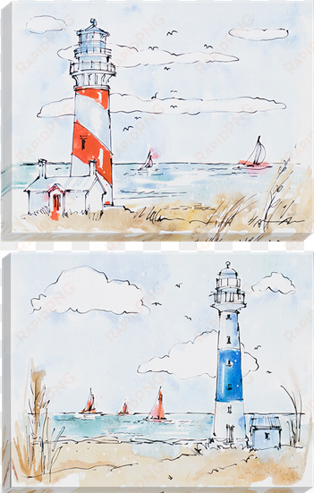 coastal pk/2 gallery wrap - zazzle red and white lighthouse scene key ring