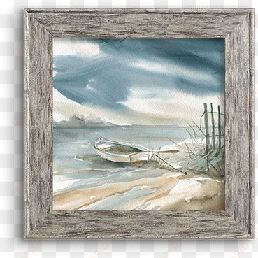 coastal watercolor ~ rowboat - framed poster prints - subtle mist ii by carol robinson