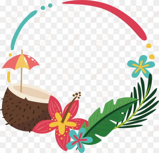 coconut palm summer border 2732*2620 transprent png - summer border flower png