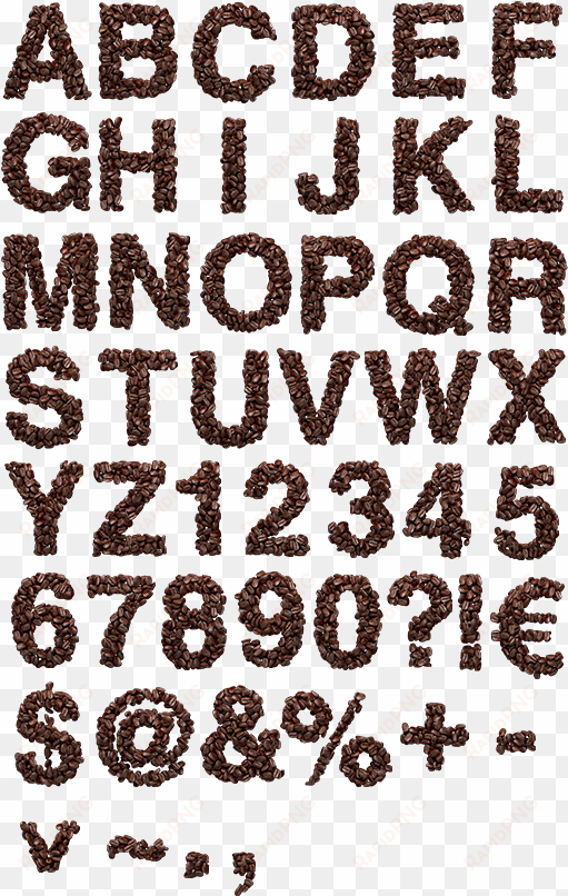 coffee beans font alphabet - block letters