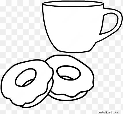 coffee mug and donuts black and white clip art - doughnut