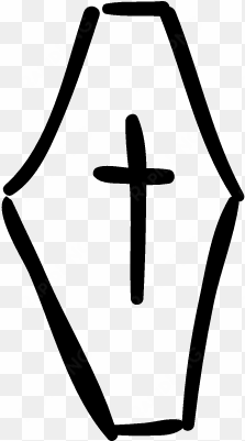 coffin hand drawn shape with a cross vector - drawn coffin