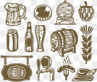 collection retro icons of beer isolated on white - beer