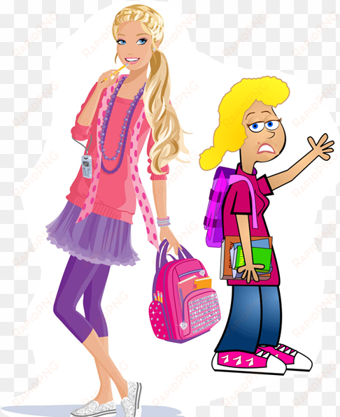 college student girls - barbie doll clip art