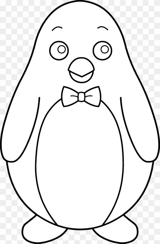 colorable penguin with bow tie - penguin clipart black and white