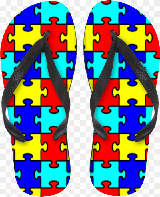 colorful puzzle pieces flip flops - autism