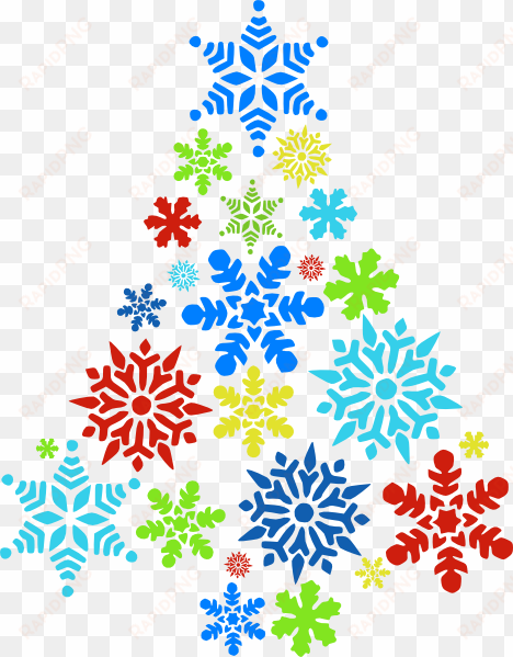 colorful snowflake tree clip art - christmas clip art snowflakes