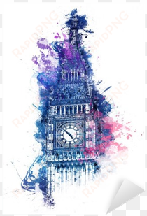 colorful watercolor painting of big ben sticker • pixers® - perfect international big ben giclee print canvas wall