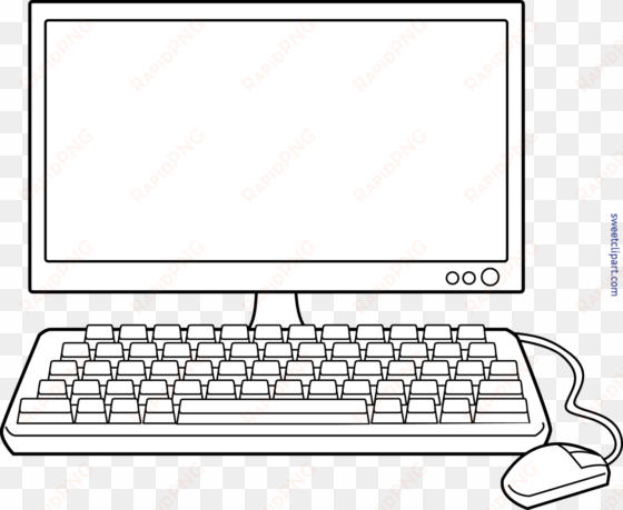 coloring clipart computer - black and white computer clip art