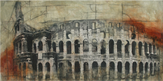 colosseum mixed media on canvas 74"x37 - gallery direct the colosseum by justin garcia painting