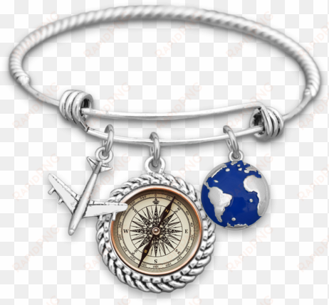 compass airplane globe charm bracelet - nice school bus bracelet