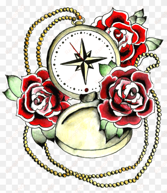 compass rose tattoo design by azuresweet-d6xgv99 - compass and roses tattoo design