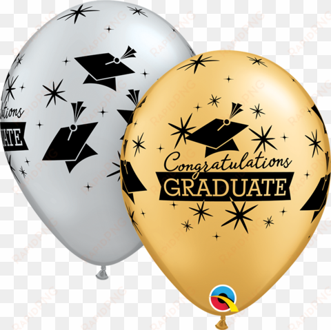 congratulations graduate caps silver & gold latex balloons - balon congrats graduation latex