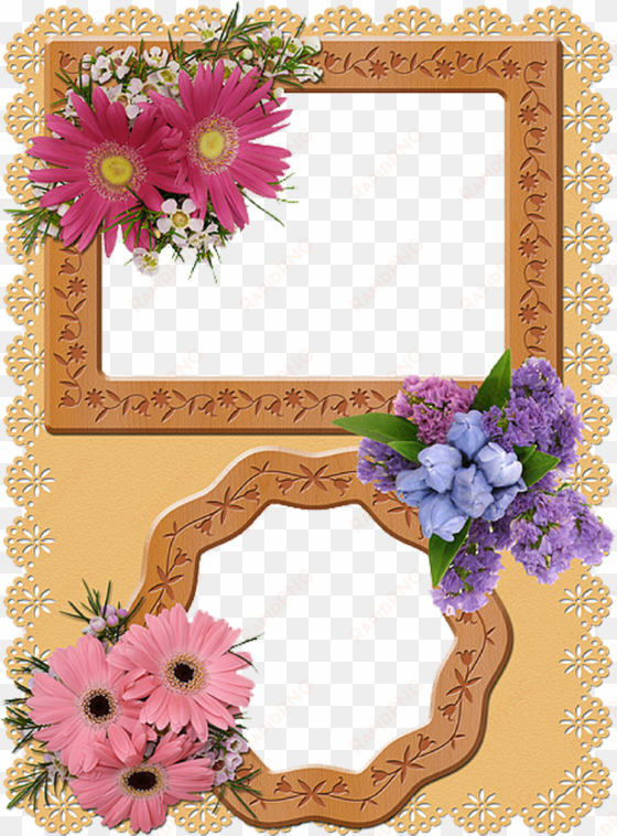 cool lacy border double photo frame with flower - double photo frame border
