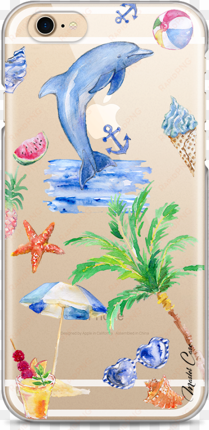 coque iphone 6/6s summer watercolor pattern sea - iphone 6