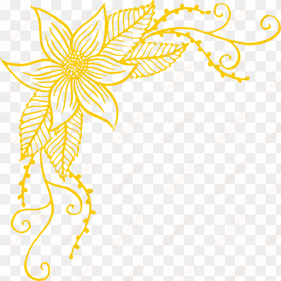 corner border png - yellow corner flower transparent