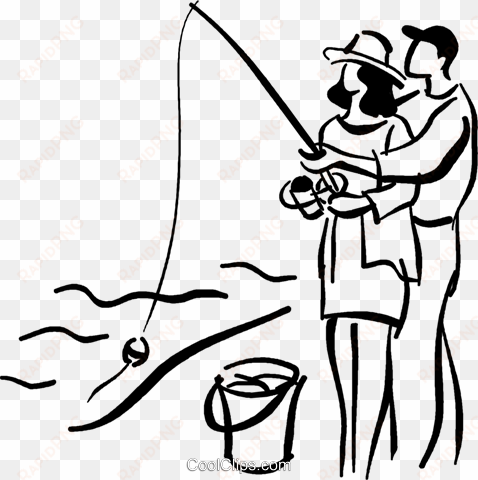 couple fishing royalty free vector clip art illustration - couple fishing clipart black and white