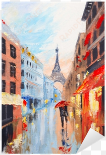 couple walking on the streets of paris against the - art print: stock's couple walking on the streets of
