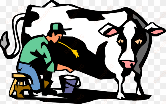 cow - farmer milking cow cartoon