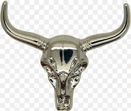 cow skull pin, silver - cattle