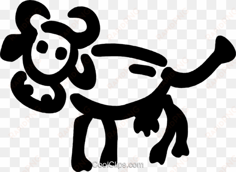 cow with large horns royalty free vector clip art illustration - cattle