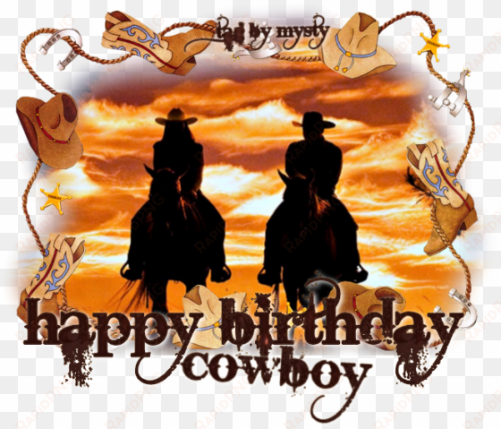 cowboy clipart happy birthday - poster