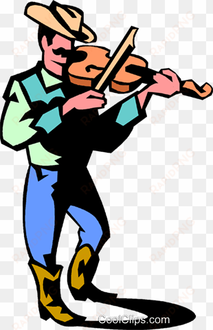 cowboy playing the fiddle royalty free vector clip - cowboy playing fiddle cartoon