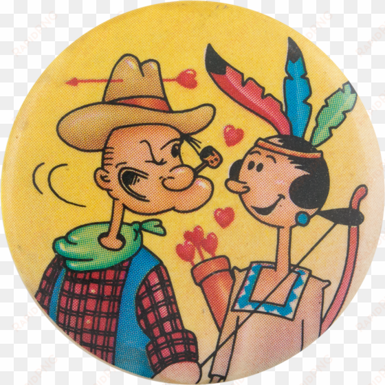 cowboy popeye and olive oyl entertainment button museum - cowboy popeye